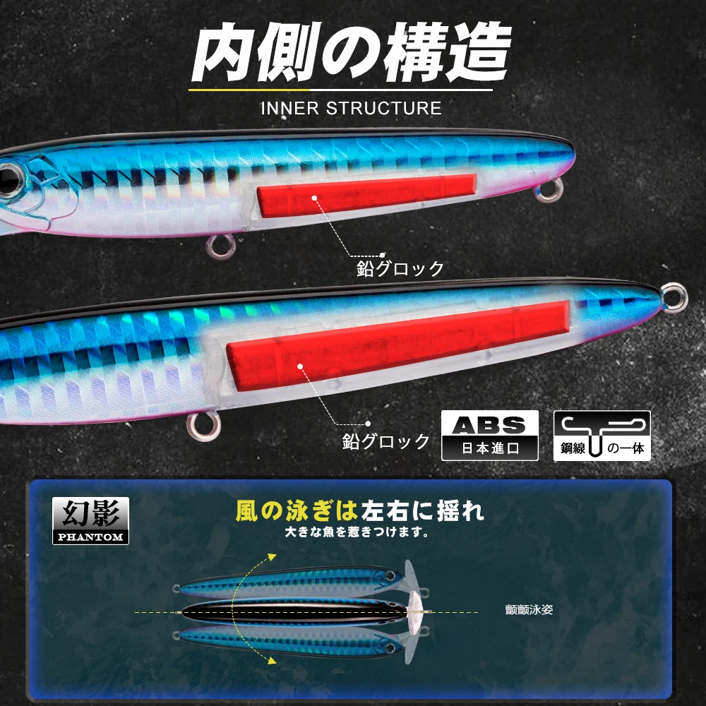 Señuelos de pesca con forma de cohete D1, 75mm/13g, 95mm/22g, fundición larga, Artificial, hundimiento, Pike, lubina, aparejos de pesca - imagen 5