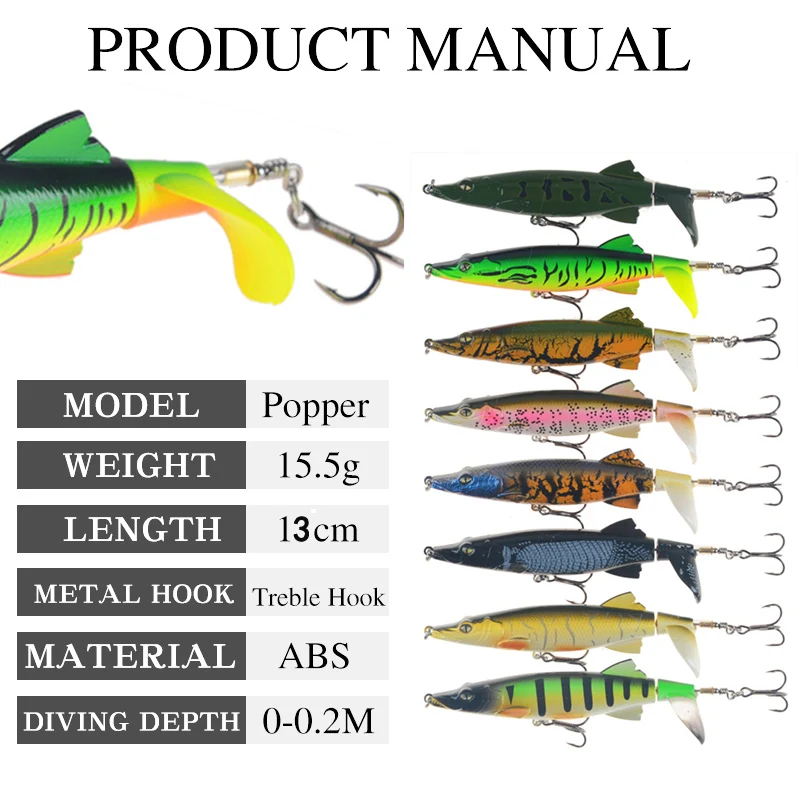 Whopper Plopper de calidad, señuelo de pesca de cola suave giratorio, 16g/17g/35g, 1 pieza