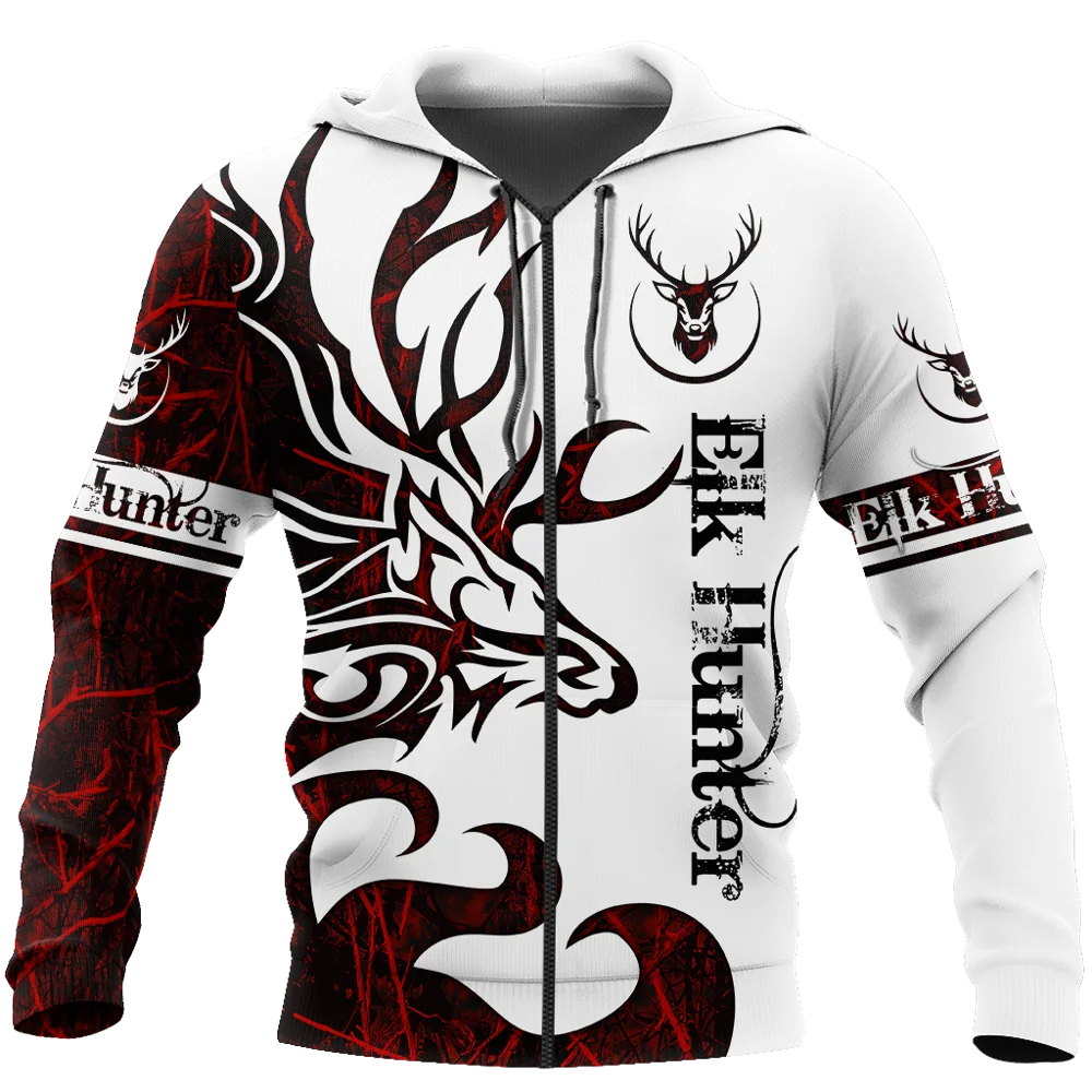 Sudadera ElK Hunting con capucha y cremallera – Estampado 3D unisex - imagen 4
