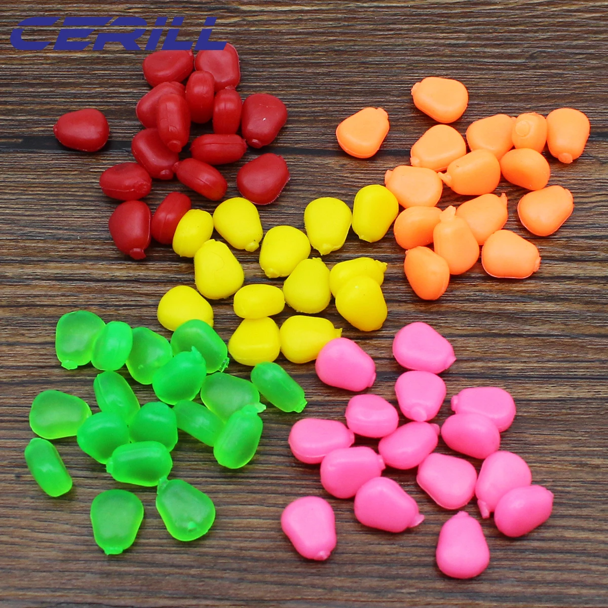 Cerill 100 uds/kit cebo que se hunde Pop señuelo de pesca suave silicona Artificial Swimbait carpa lubina crema olor maíz hierba cebo de goma - imagen 3