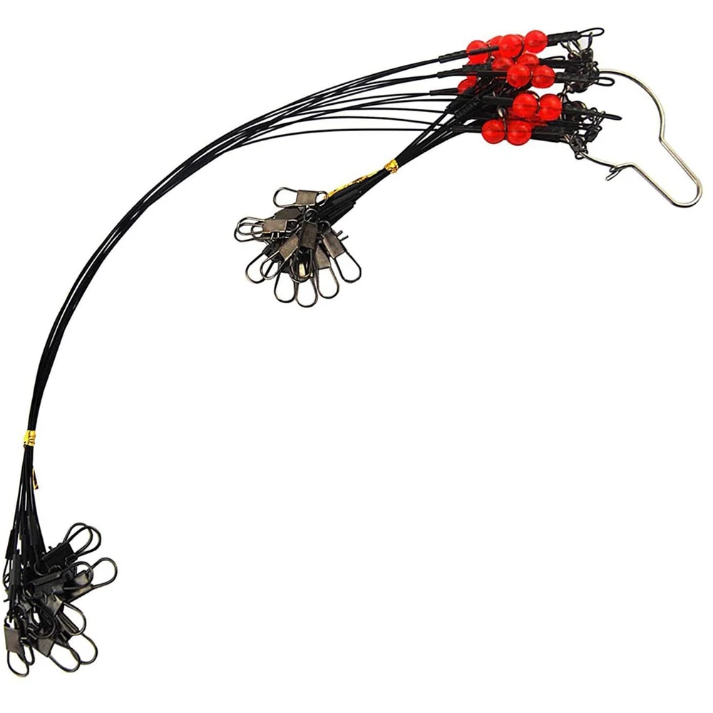 24 unids/bolsa de aparejos líderes de alambre de pesca, rastreo con broches giratorios, cuentas, brazos, Señuelos de Pesca, alambre de acero, líder, Spinner, línea de pesca - imagen 5