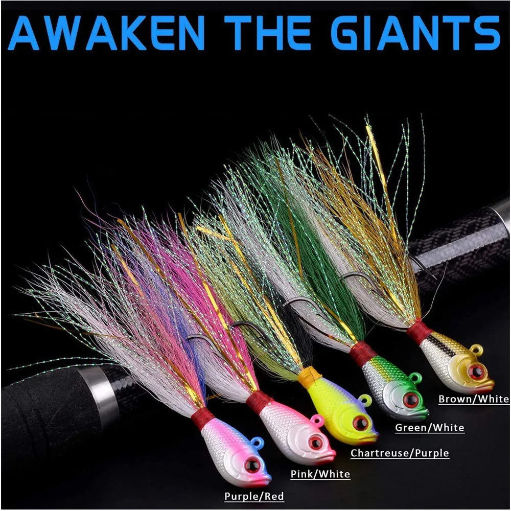 Señuelos de pesca con cabeza de anzuelo, cebo Artificial con anzuelos de pesca para lubina, trucha, accesorios de aparejos de pesca, 5 uds. - imagen 5