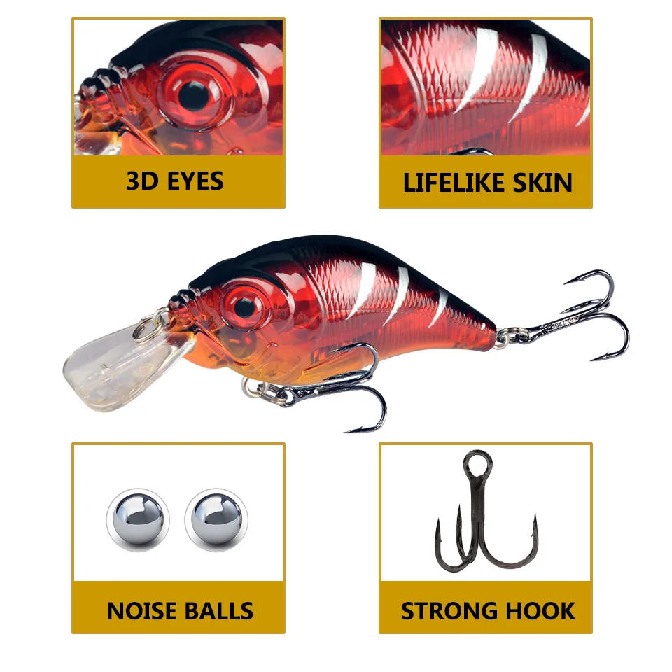 Señuelo de pesca con manivela, 1 piezas, 7,5 cm, 12g, Swimbait, Crankbait, buceo, 0,5-2m, cebo duro Artificial, lubina, Wobbler, aparejos de pesca - imagen 3