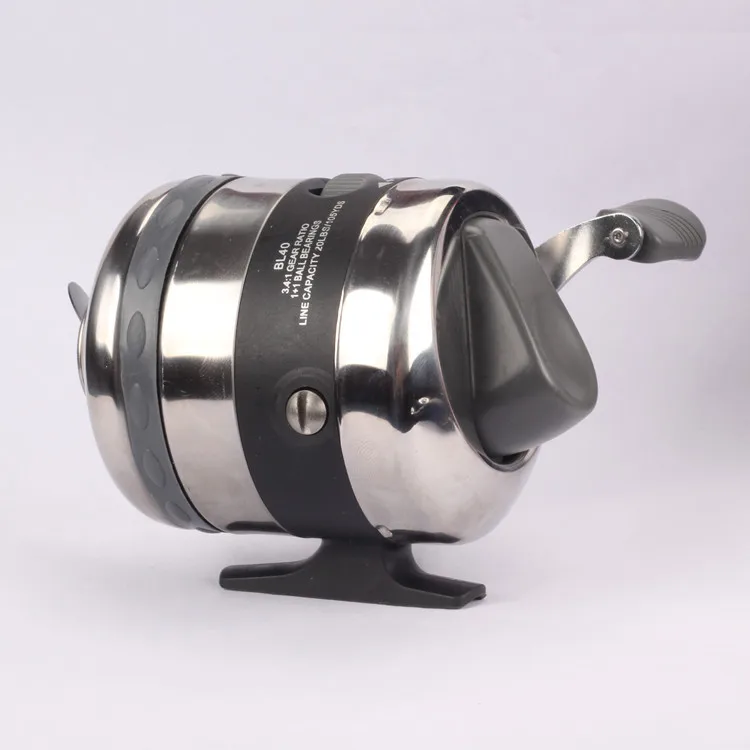 Carrete de pesca grande y cerrado, bobina de Metal de camuflaje, carrete de tirachinas para caza al aire libre con línea de nailon 7 # BL40 - imagen 5