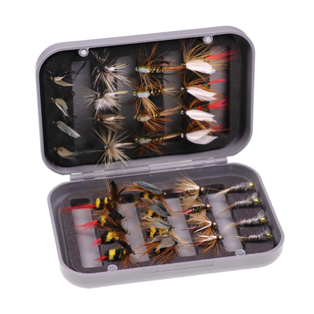 ICERIO-Juego de moscas surtidas para pesca, 32 unids/caja, moscas húmedas y secas, cebo - imagen 4