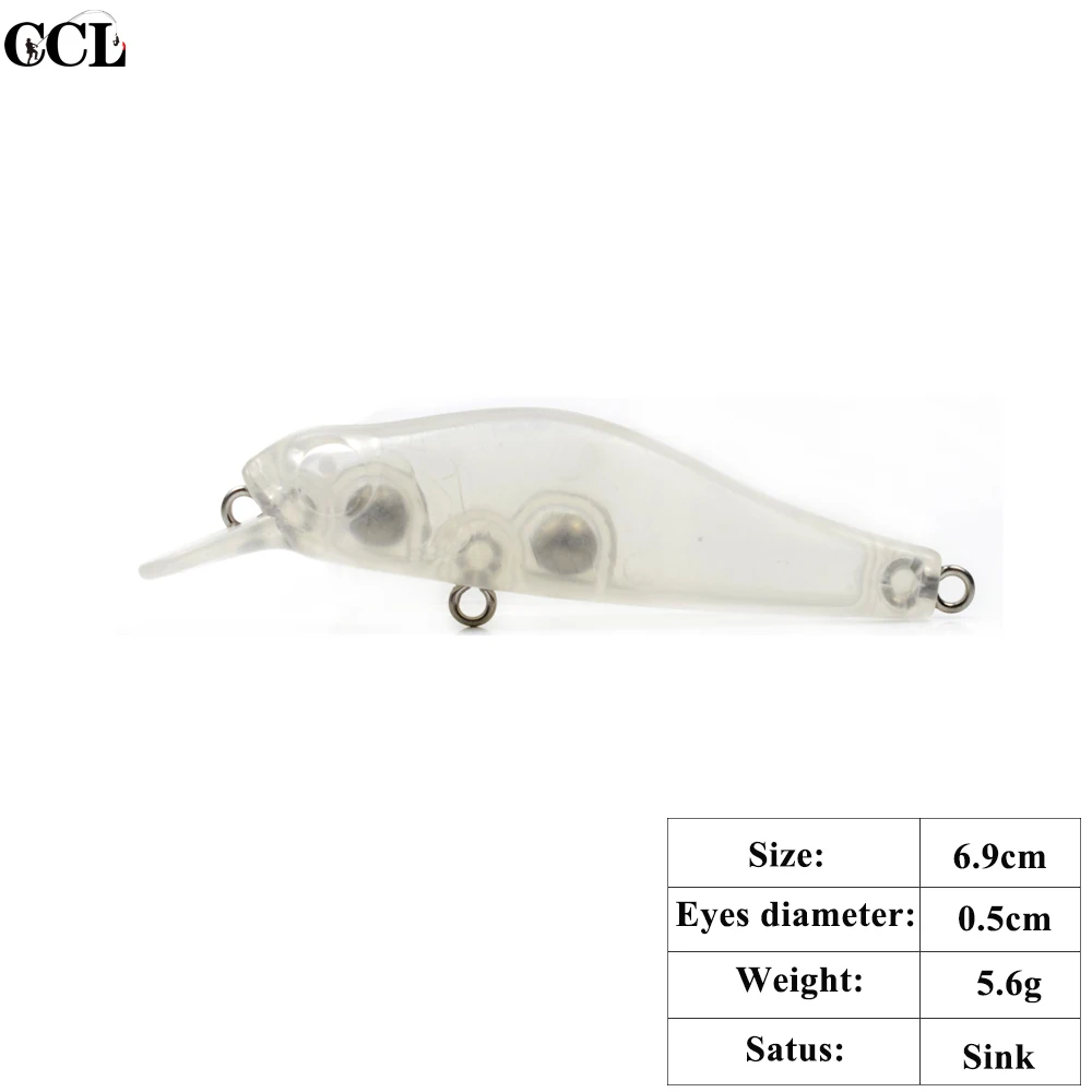 CCLTBA-SEÑUELOS de pesca para pececillos, 5 unids/lote, cebo para pececillos, 68,8mm, 5,6g, manivela sin pintar, trucha en blanco - imagen 2