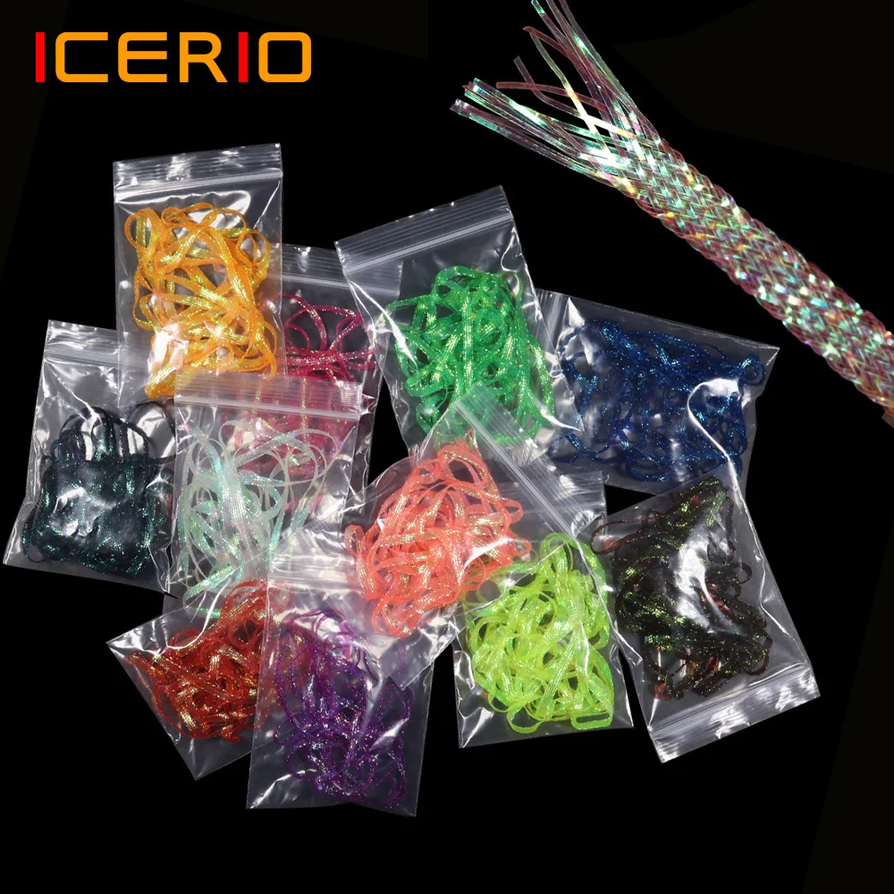 ICERIO 2 bolsas de cinta trenzada de diamante plano de 3mm y 4mm, Material de atado de moscas de Color UV para atar camarones, Scud, moscas emergentes de Ninfa, moscas de agua salada