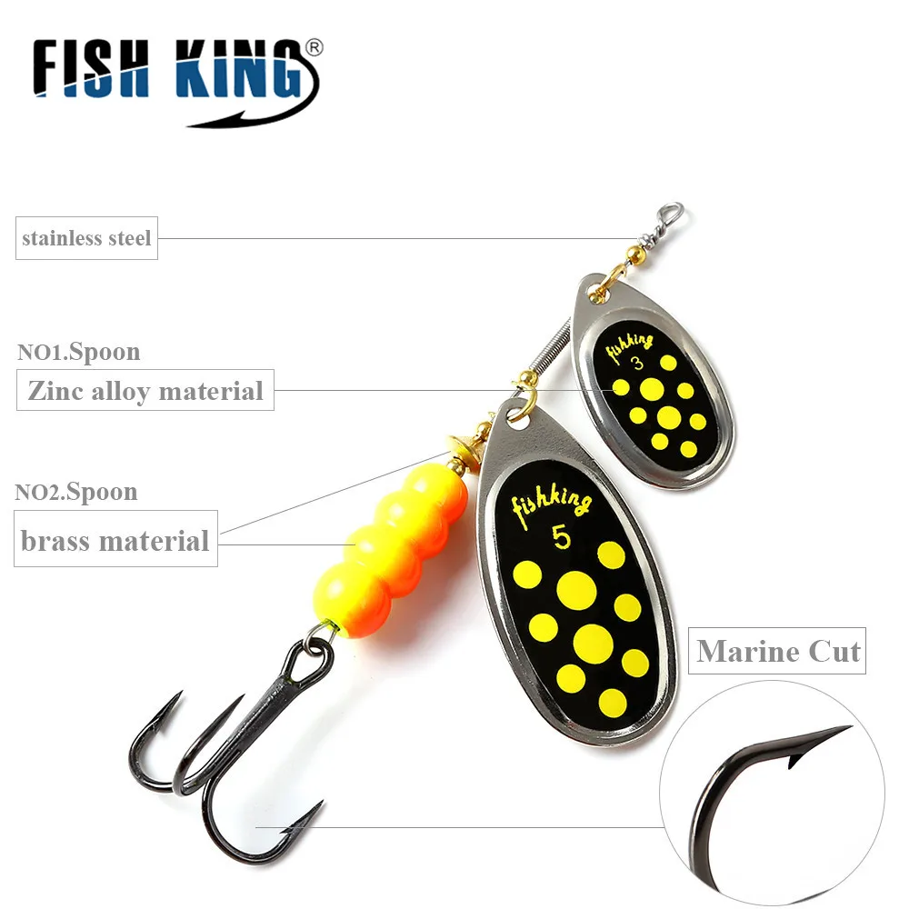 FISH KING-señuelo de Metal para pesca, cebo giratorio de fundición larga de Material de latón de con anzuelo triple блесна вертушка pescaria material de pesca вертушки для рыбалки блесна для рыбалки кастмастер блесна - imagen 2