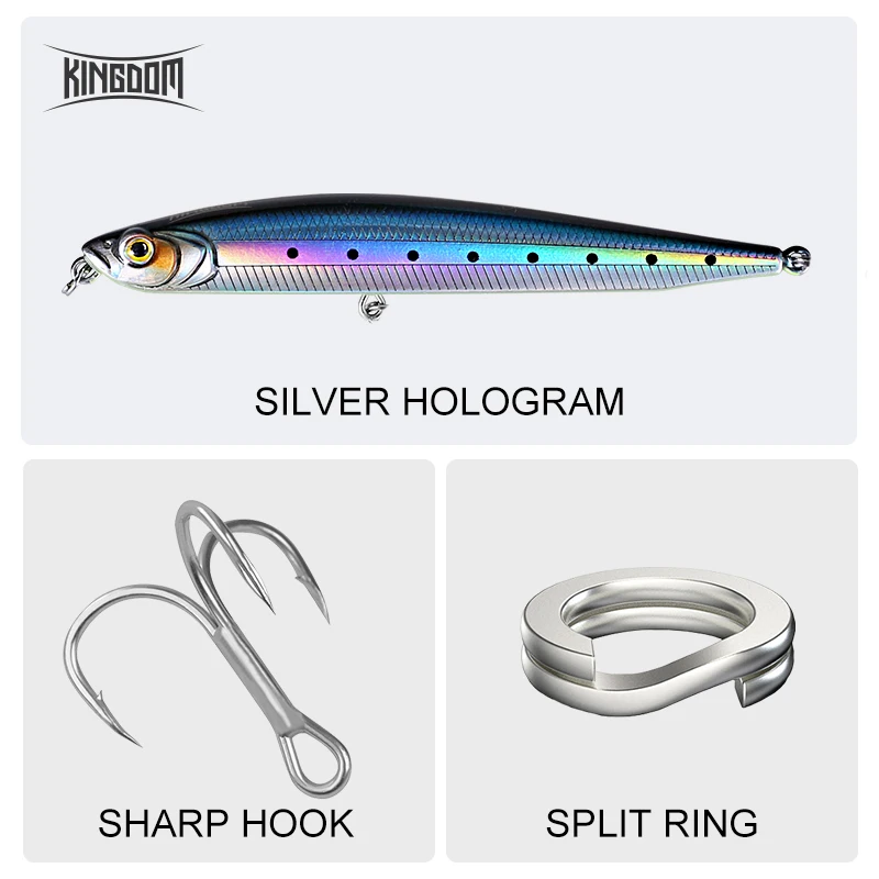 Señuelo de pesca Kingdom Sea, cebo tipo lápiz que se hunde, Wobblers de 80mm y 95mm, cebos duros artificiales, Lucio, trucha, aparejos de pesca Swimbait - imagen 4