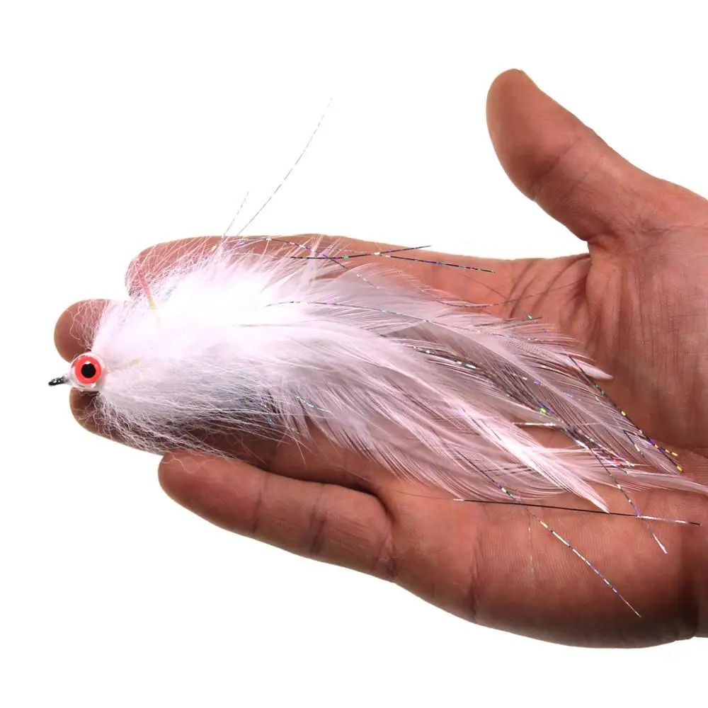 Wifreo pesca en agua salada mosca 2/0 cebo blanco serpentina de peces mosca almizclada pesca de lubina moscas mar mosca señuelos - imagen 5