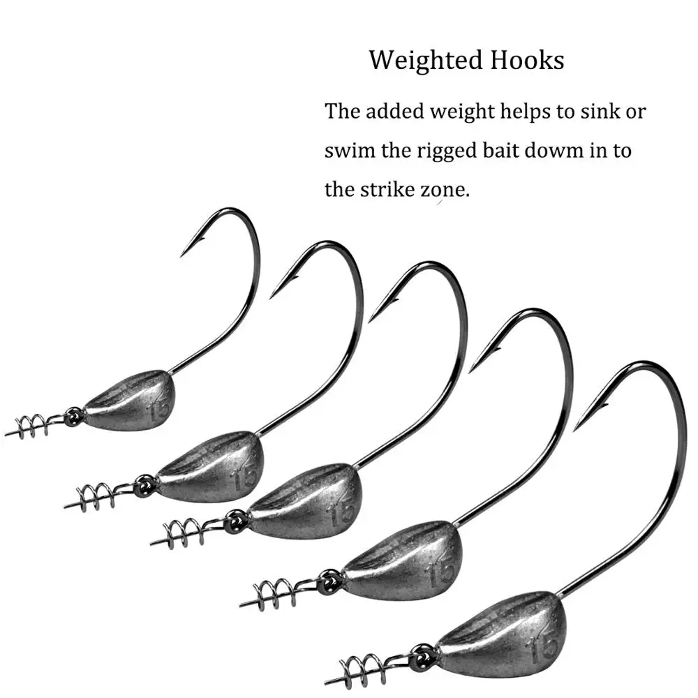 THKFISH 5 uds anzuelos compensados con peso de plomo 5g 7g 10g 15g 18g 21g cables plomo resorte Pin pesca anzuelo de púas para señuelos blandos - imagen 5