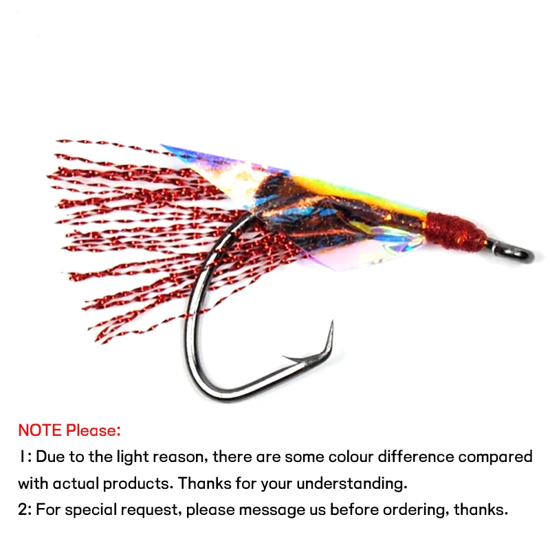 Wifreo-anzuelo circular de 12 piezas, Mosca de pesca para Sabiki Rig, Flash Flies, agua salada, Piink, negro, verde, dorado, azul, plata, 1/0, 2/0, 4/0, 6/0, 8/0 - imagen 4