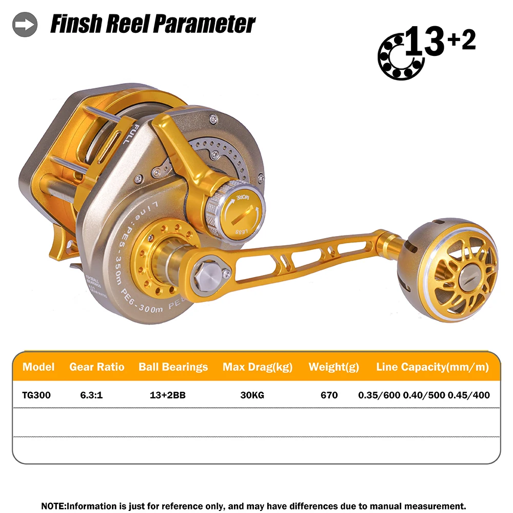 Carrete De equipo De Pesca 13 + 2BB 6,3: 1, carrete De Pesca Jigging, arrastre máximo De 30kg, lento, todos los carretes De Metal para Baitcasting - imagen 2