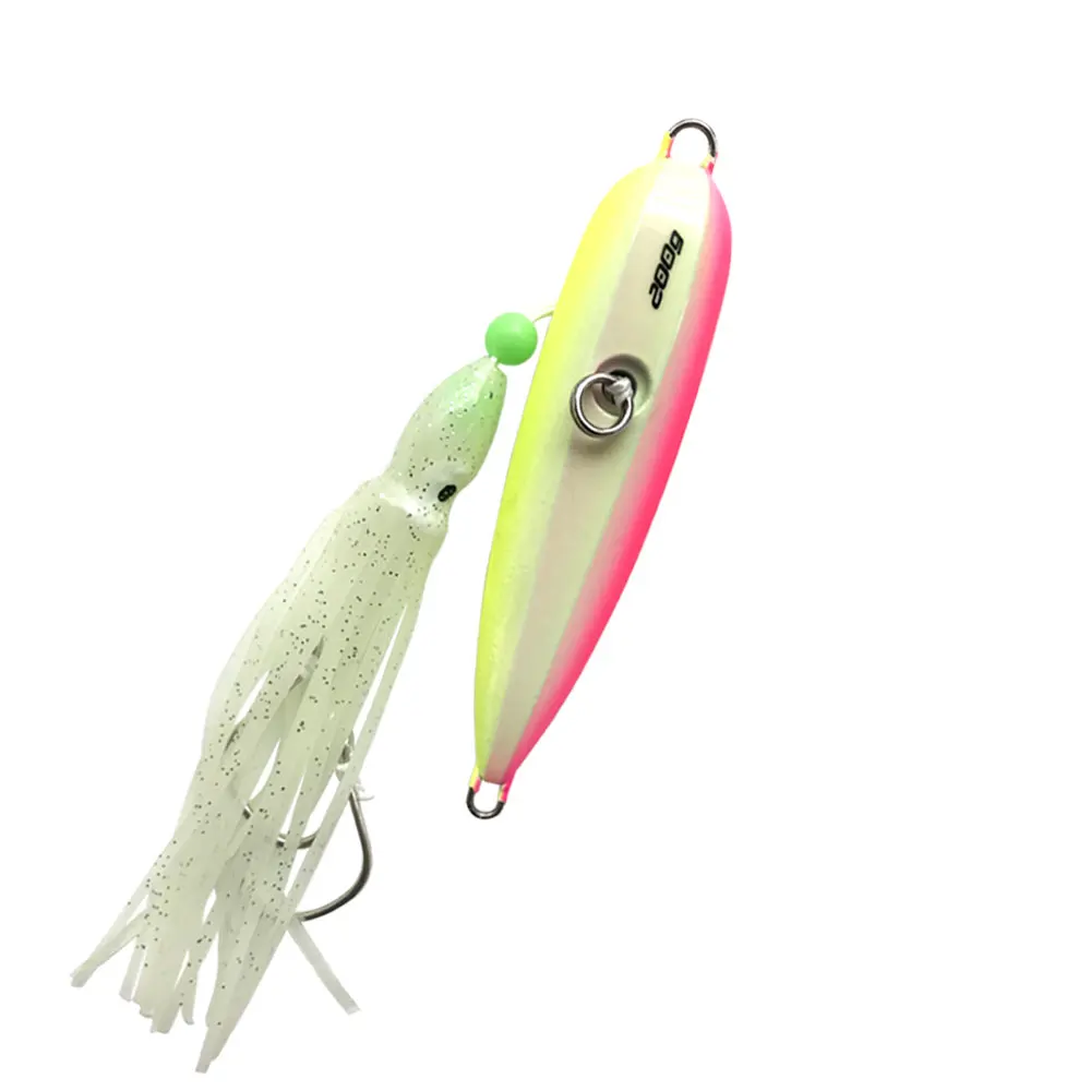 Inchiku señuelo de pesca luminoso, cabeza de plantilla de Metal, falda de pulpo, Kingfish, Snapper, Grouper, Jigging lento, agua salada, 100g, 120g, 150g, 200g - imagen 5
