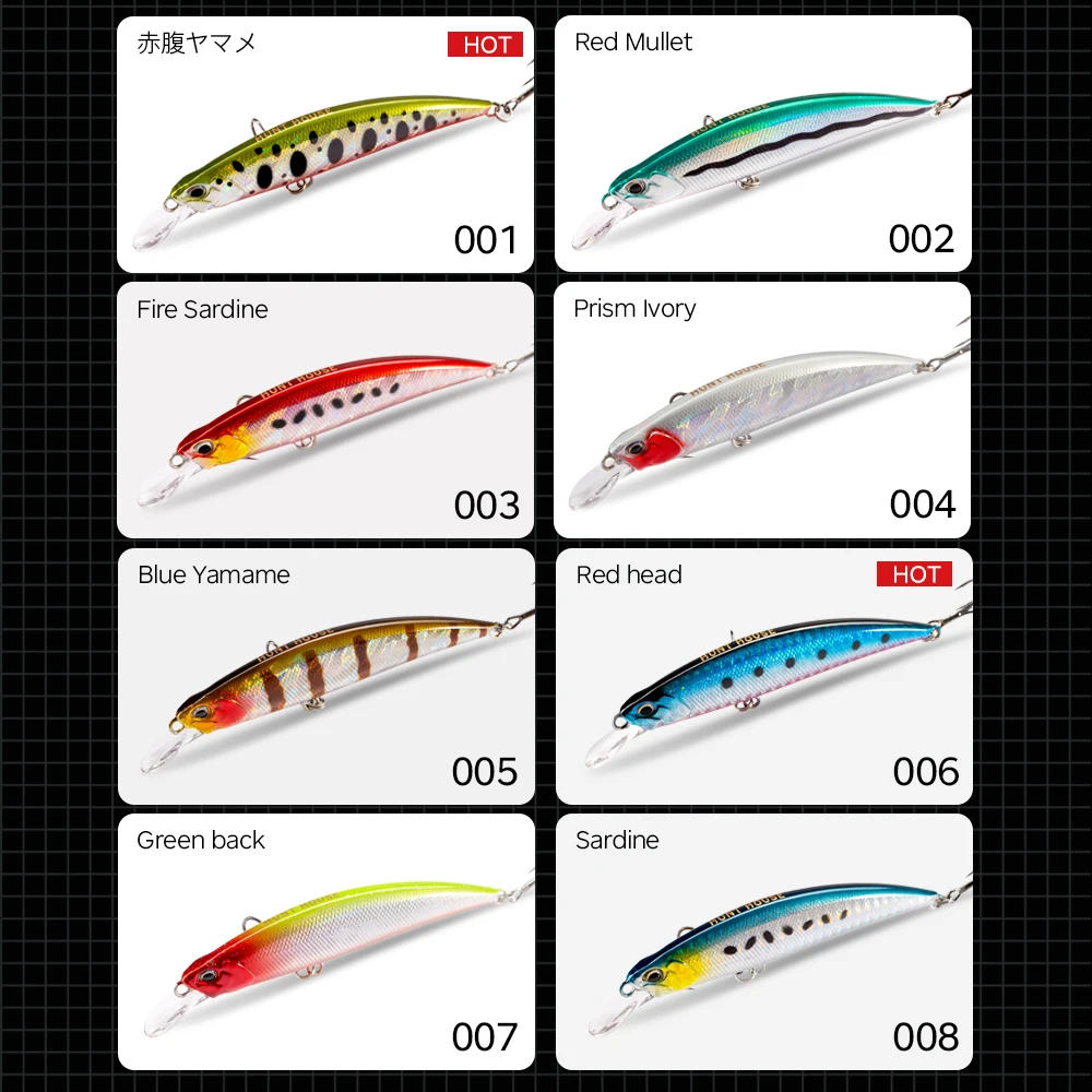 Hunthouse-señuelo de pececillo Ryuki de 60mm/7g 80mm/13g 95mm/16g Wobbler de hundimiento, cebo duro de pesca de lubina - imagen 5