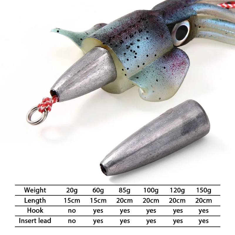 FSTK 15 cm/60g pulpo señuelos de pesca mar calamar squid jig - imagen 5