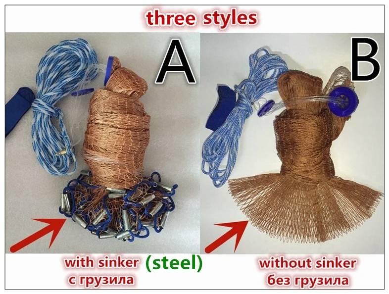 Red de enmalle Finefish Cast con plomo ni plomo, caza, lanzamiento manual, red de pesca, malla pequeña - imagen 3