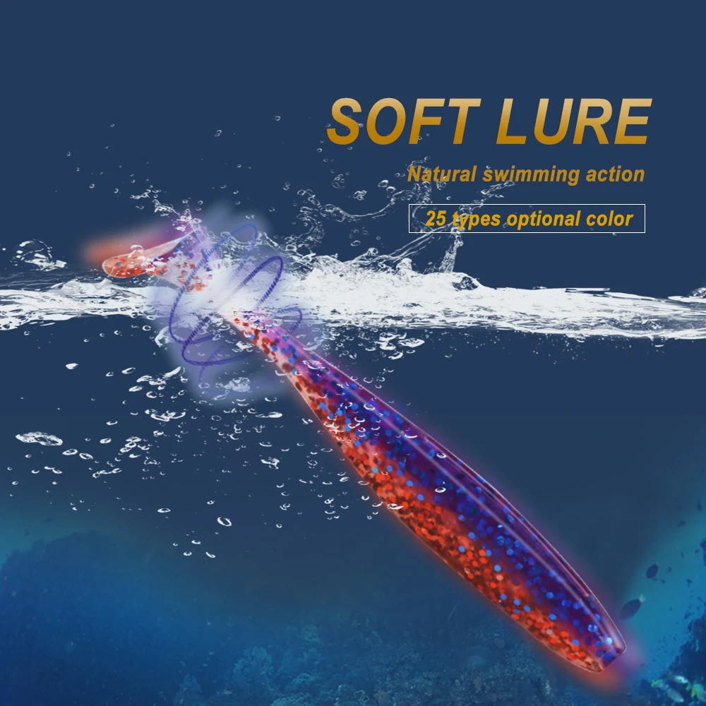 FISH KING-señuelo de pesca delineador fácil, 50mm, 75mm, 100mm, Wobblers, señuelos blandos de pesca de carpa, cebo Artificial de doble Color, cola en T - imagen 5