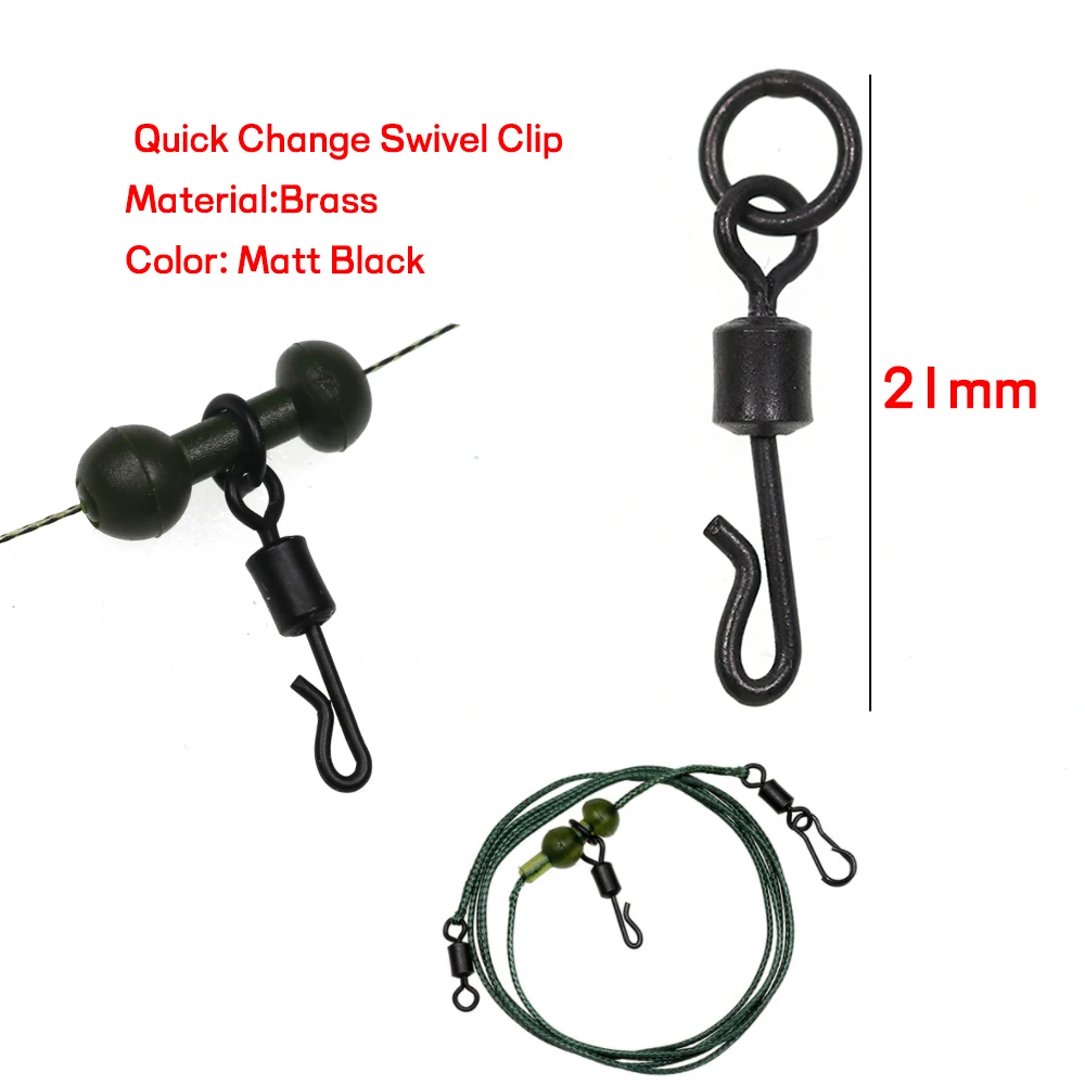 Bimoo 20 unids/pack negro mate de pesca gira Cambio rápido Clip aparejo para pesca de carpa pesca accesorios Terminal Tackle - imagen 3