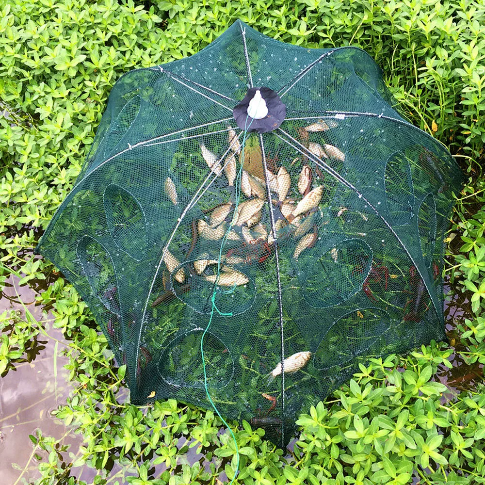 Red de pesca hexagonal portátil doblada con 4/6/8/10/12/16/20 agujeros, trampa automática para peces, camarones, carpas, jaulas, redes de malla Cra - imagen 3