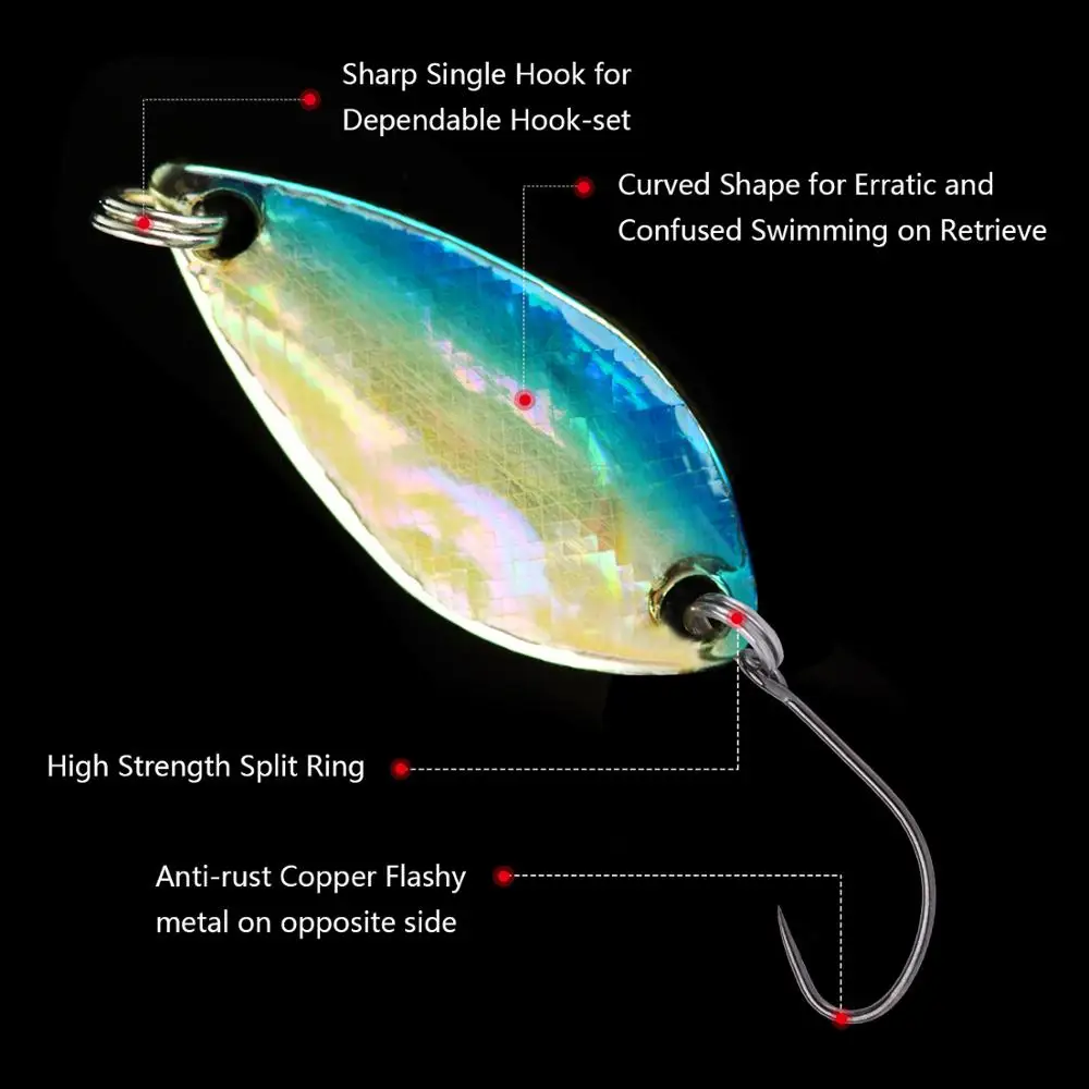 Goture-Señuelos de Pesca con cuchara de Metal, 2 piezas, 2,8g, 4g, girador, cebos duros, Micro cuchara, Wobbler, para trucha, Lucio, Pesca - imagen 4