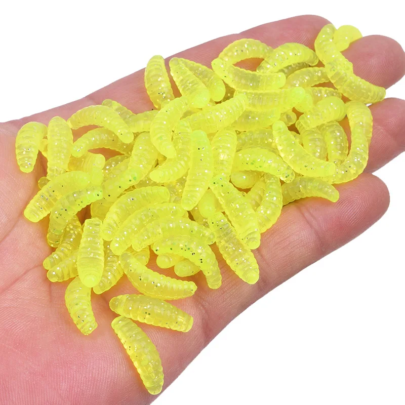 Cebo Artificial de silicona con olor a pescado, señuelo de pesca suave, gusano iz, Grub, para cebo de Camarón, carpa, lubina, 100 Uds. - imagen 4