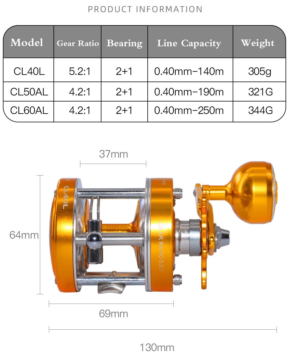 Carrete de Baitcasting de tambor CNC, totalmente metálico, alta velocidad 5,2: 1/4, 2:1, bote de Jigging fundido, rueda de pesca de mar, arrastre máximo de 15kg, agua salada - imagen 5