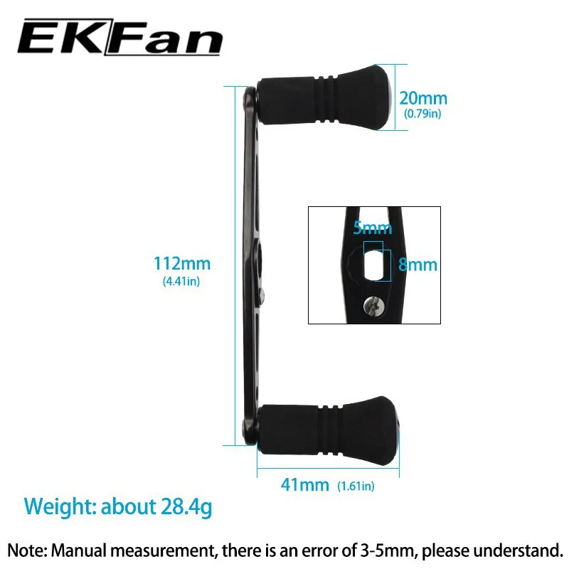 EKFan-mango de carrete de pesca de aleación de aluminio, herramienta de bricolaje con perilla EVA para carrete de pesca de 8x5MM, agujero DAI, 110mm