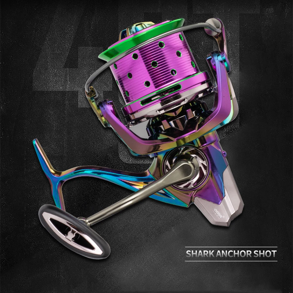 Carrete de Pesca giratorio con pintura que cambia de Color, accesorio para barco de mar, relación de engranaje 8000: 1, para Pesca en agua salada, 10000, 12000, 4,7, 19BB - imagen 5