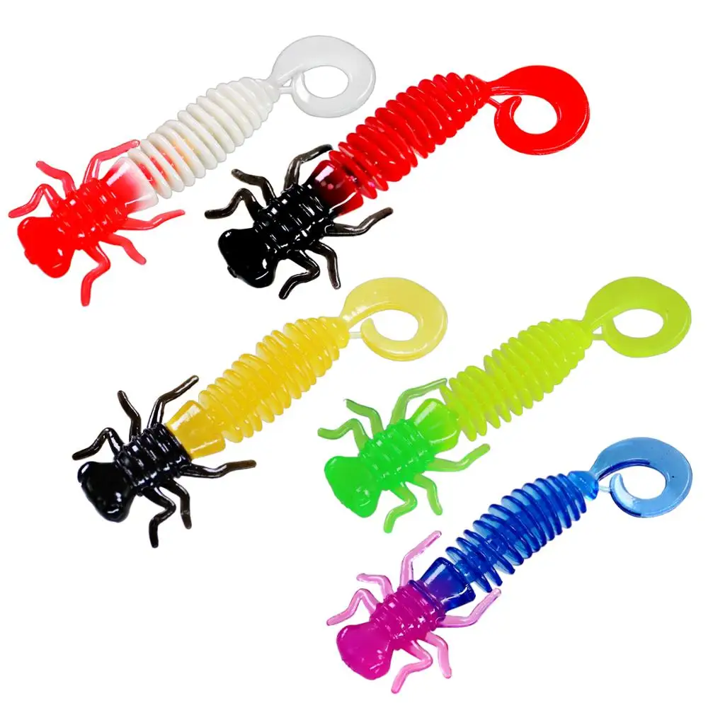 THKFISH 40 Uds. Señuelos blandos de pesca larva gusano 60mm 1,3g sabor a camarón Wobblers de pesca cebo Artificial de silicona para pesca de trucha - imagen 5