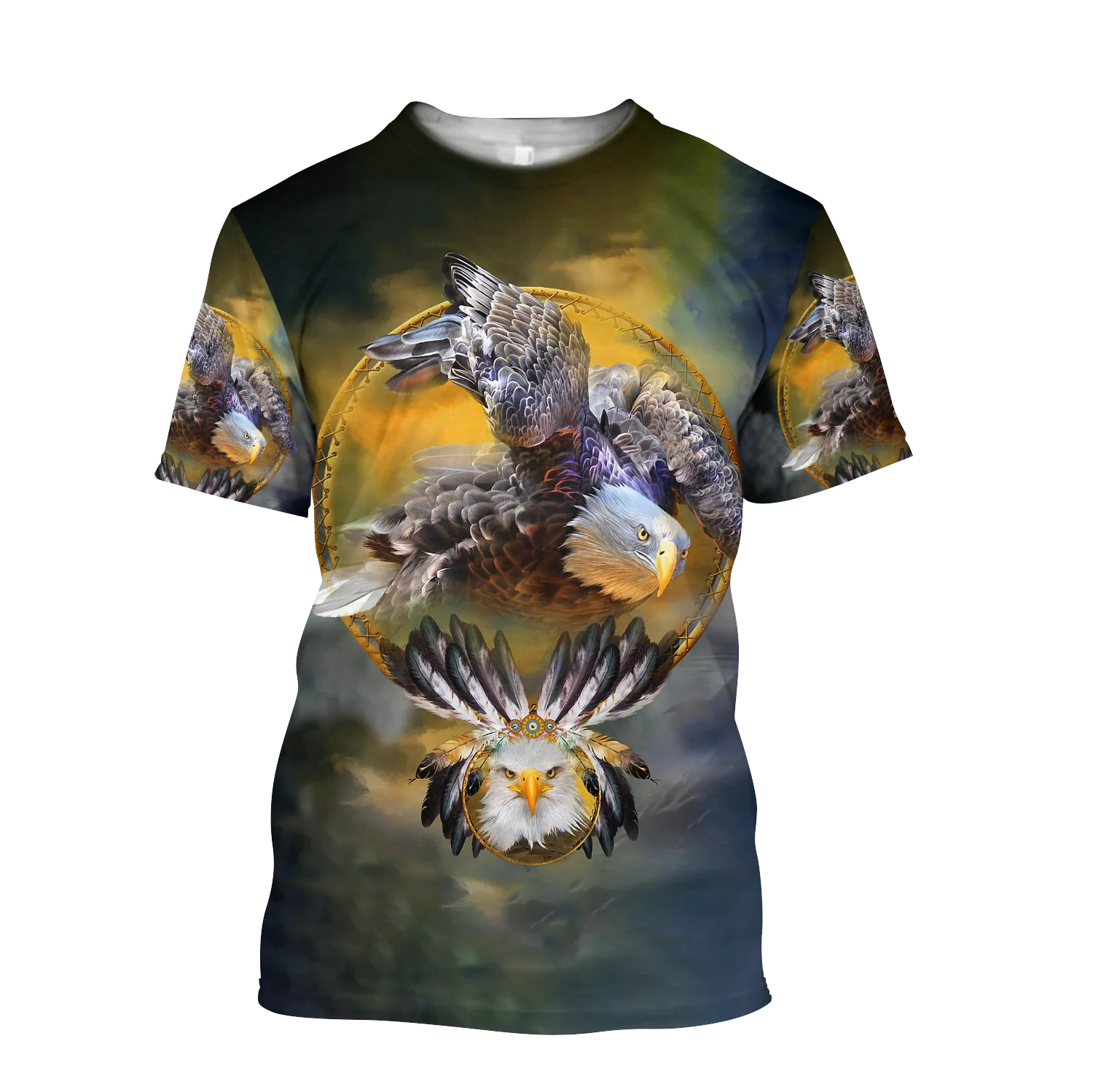 Camiseta Hipster de verano para hombre, camiseta de manga corta con estampado 3D de tatuaje de águila y Animal hermoso, camisetas informales Unisex TX0196 - imagen 2