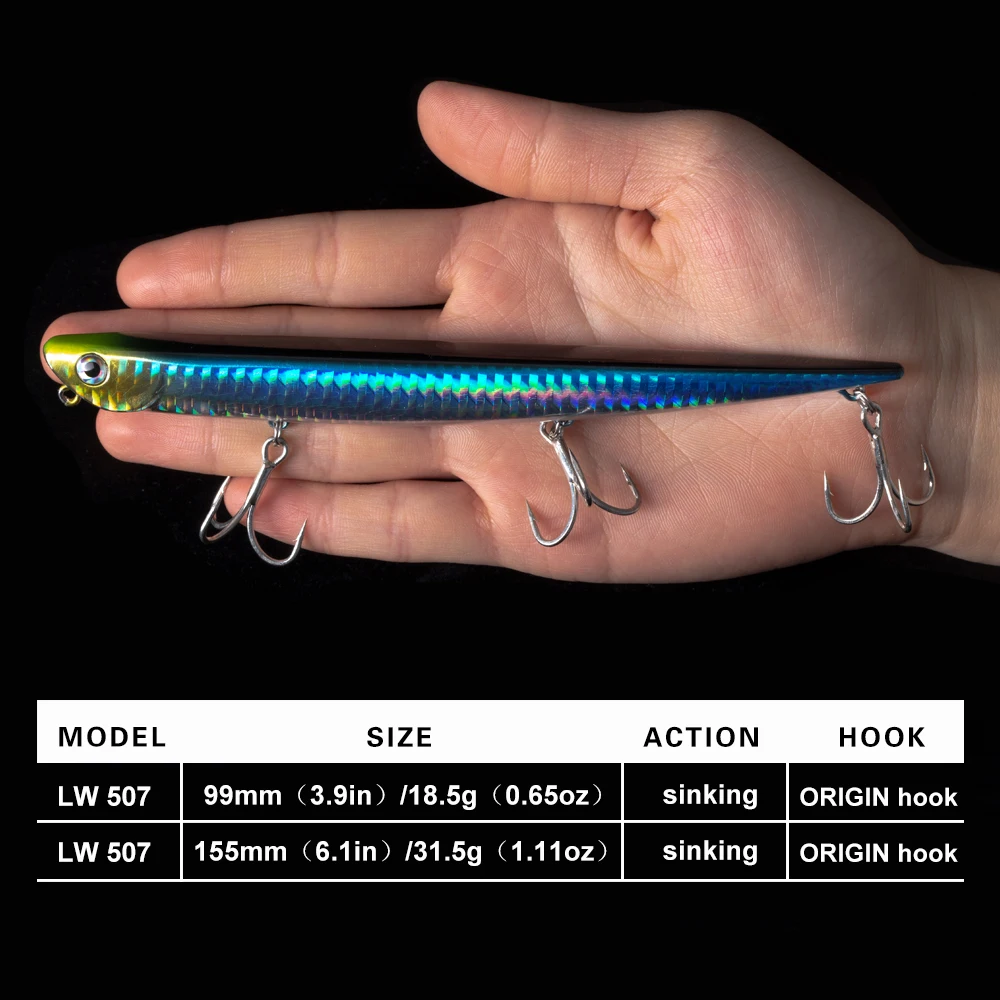 Hunthouse-señuelo de pesca tipo lápiz, 99mm, 18,5g, 155mm, 31,5g - imagen 3