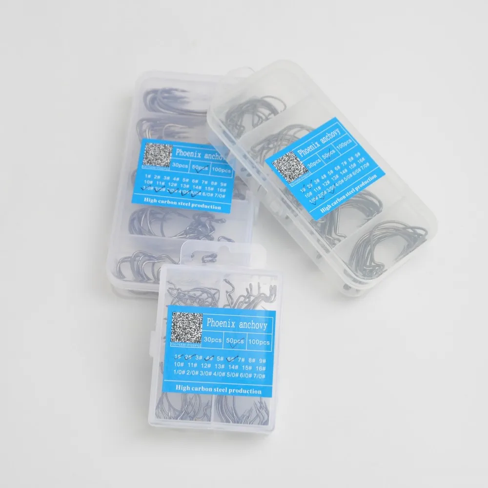 Anzuelos de pesca de acero al carbono, 50 unids/caja, anzuelos de pesca de carpa con púas 6 #-5/0 # para señuelo de gusano suave - imagen 2
