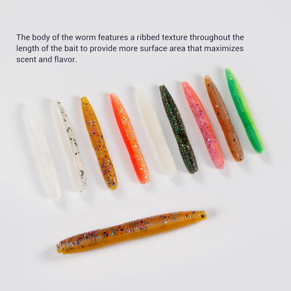 NOEBY-Señuelos de Pesca de gusano suave de silicona, cebos artificiales, Señuelos de Pesca de lubina, aparejo de Ned, señuelos de gusano, aparejo de Texas, 5cm, 1,2g,6 piezas - imagen 5