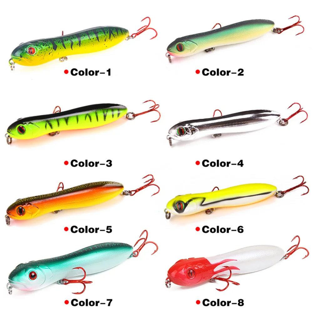 Señuelo de pesca de 10cm, 15,6g, cebo tipo lápiz con cabeza de serpiente, señuelo de pesca de mar, ojos 3D, Wobbler de plástico, Crankbait flotante con anzuelos artificiales - imagen 3