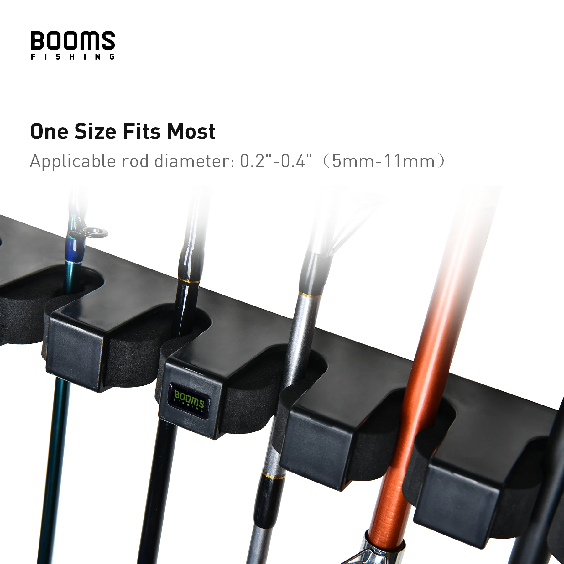 Booms Fishing WV2 Vertical 6-Rod Rack Fishing Pole Holder Rod Holders Wall Mount Modular for Garage - imagen 5