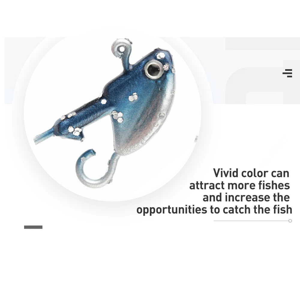 JOHNCOO-anzuelo de pesca de Metal Multicolor, cabeza de pez para señuelo suave, gusano, 5 piezas, 3,5g, 6g - imagen 2