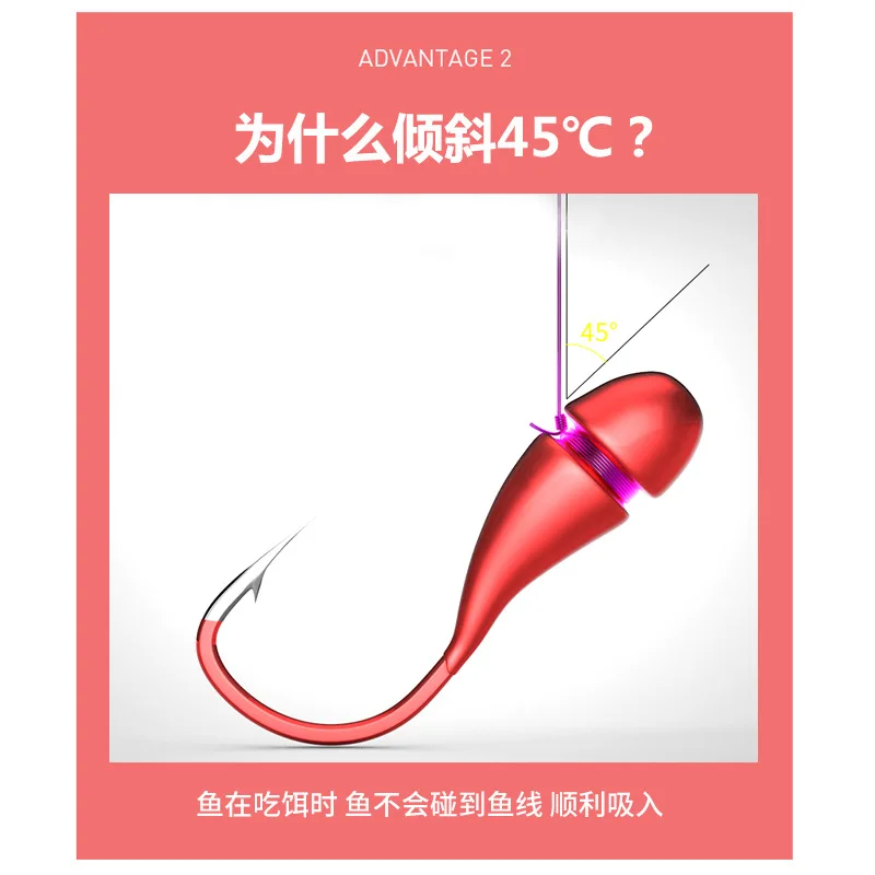 Anzuelo volcado rojo de pesca, anzuelos de lombriz roja de imitación, anzuelo con cabeza de plantilla de estaño, lote de 10 piezas en oferta - imagen 3