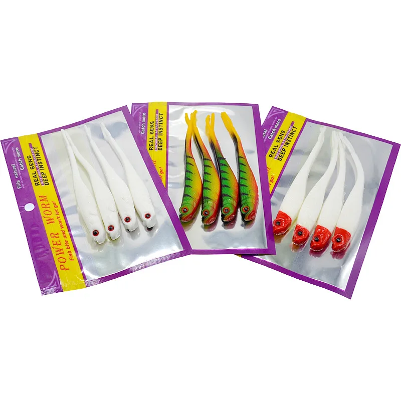 Señuelo de pesca suave, pecho abierto, cola de horquilla, simulación de mordedura de pescado, 13cm/9,5g, atracción vívida, 4 piezas, bolsa - imagen 2