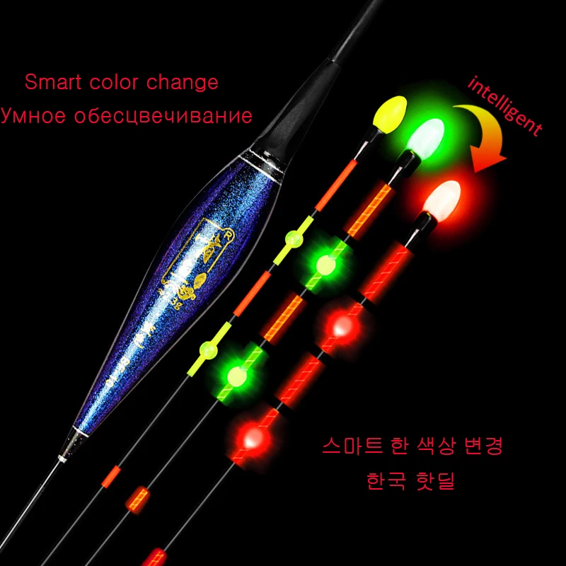 JiuYu flotador de pesca Led inteligente, boya de recordatorio de mordedura de pescado, Sensor de gravedad, noche eléctrica brillante con batería CR425 - imagen 3