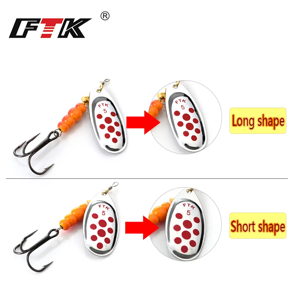 FTK 1 cebo giratorio 1 # -5 #   Señuelo de pesca, cebos duros para lubina, cuchara con anzuelo triple para pesca con señuelo - imagen 4