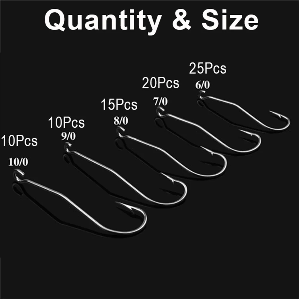 80 Uds de acero inoxidable lubina rayada ganchos de pesca Jig vástago largo cigüeñal anzuelos océano playa de equipo para pesca abordar - imagen 3