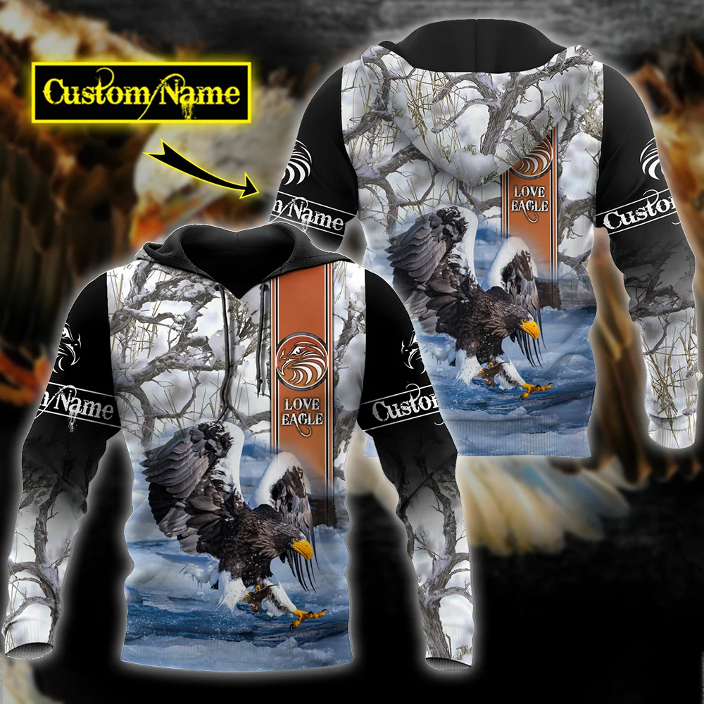 Sudadera capucha pesca águila 3D nombre personalizado KJ515