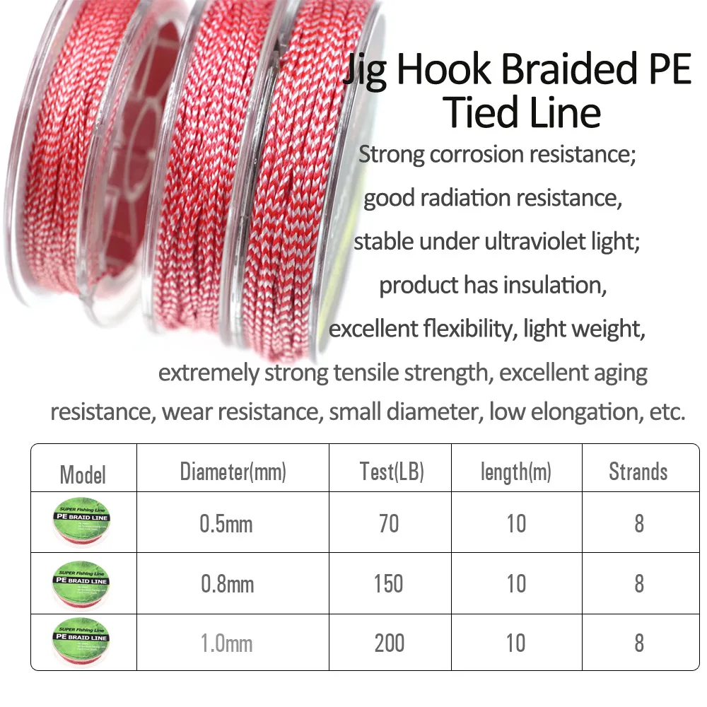 Bimoo-sedal de Pesca trenzado de PE para asistentes de agua salada, anzuelo de Pesca, anzuelos, atado de señuelos, accesorios de Pesca - imagen 2