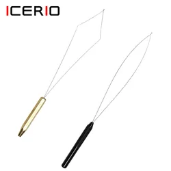 ICERIO enhebrador de bobina para atado de moscas de pesca con mango de aleación de aluminio o mango de latón, herramienta de Asistente de atado de moscas, 1 pieza