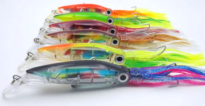 Señuelos biónicos de calamar, cebo de pesca de cuerpo duro, 6 colores, 24cm/40g, faldas de calamar de gran tamaño, 1 unidad
