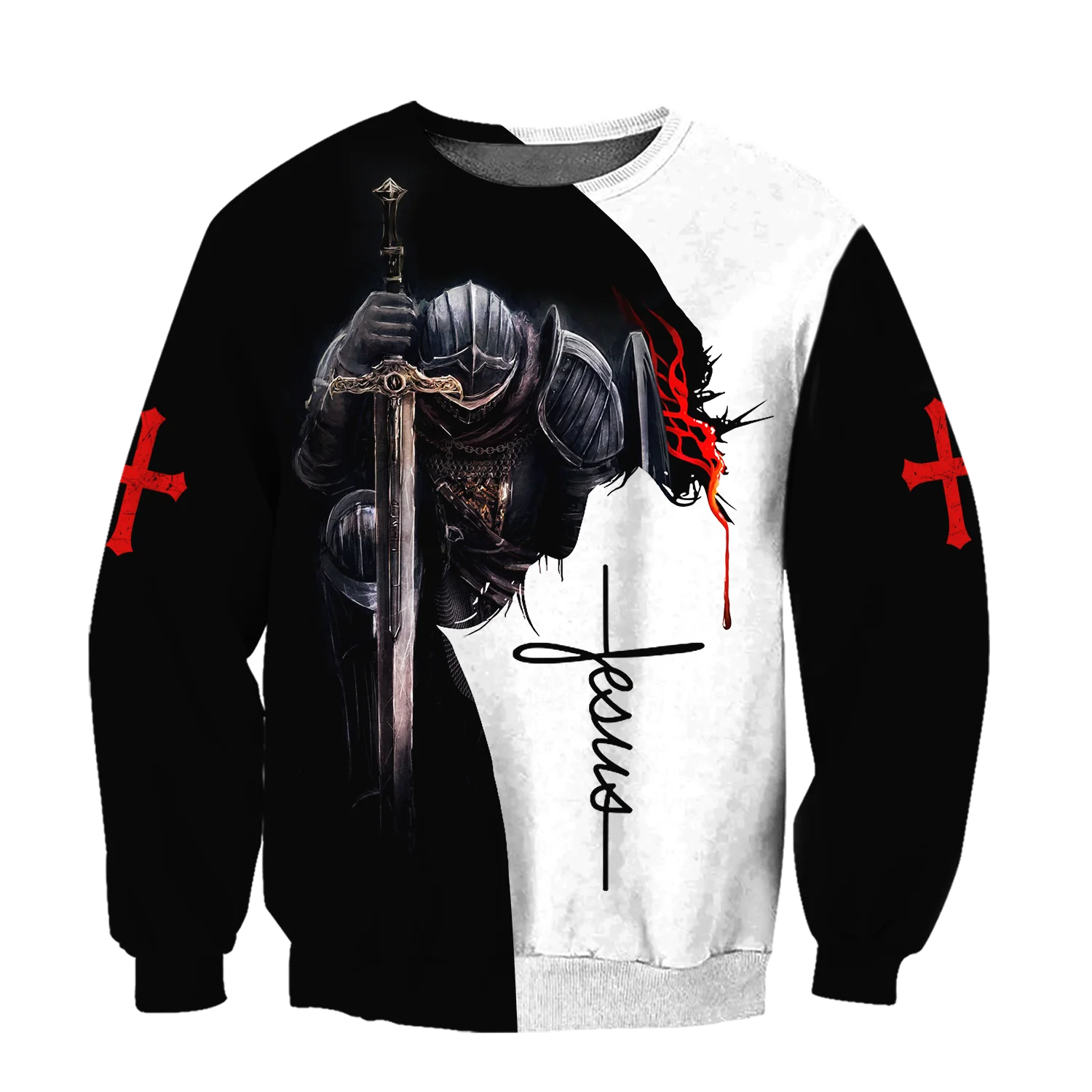 Knights Templar Jesus 3D All Over Printed Mens Autumn Hoodie Sweatshirt Unisex Streetwear Casual Zip Jacket Pullover KJ641 - imagen 3