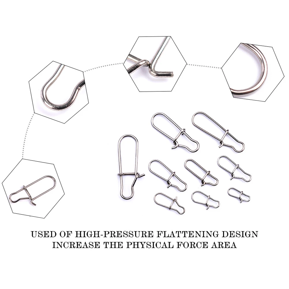 Broche de pesca de acero inoxidable de 100 unids/lote, enganchado de alta resistencia, Conector de pesca, accesorios para señuelos, anzuelos - imagen 4