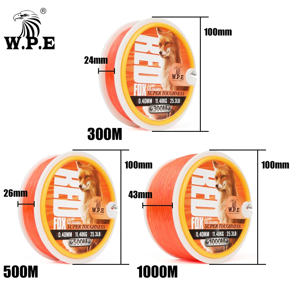 W.P.E-Hilo de pesca de nailon REDFOX, sedal de hundimiento de monofilamento de 300m/500m/1000m, 0,28mm-0,40mm, 13,2 LB-25,3 lb, aparejos de línea líder - imagen 2