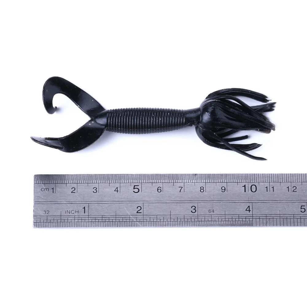 NEWUP-señuelo de dos colas, 11cm/7,5g, cabeza de repollo, insecto de silicona, gusano suave, aparejos de pesca biónicos - imagen 4